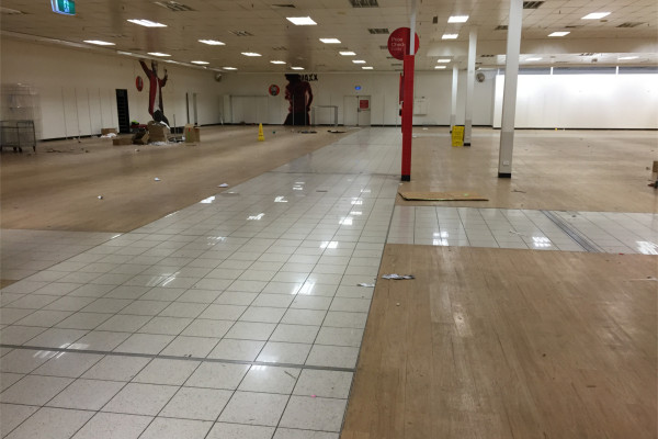 Cleared warehouse floor