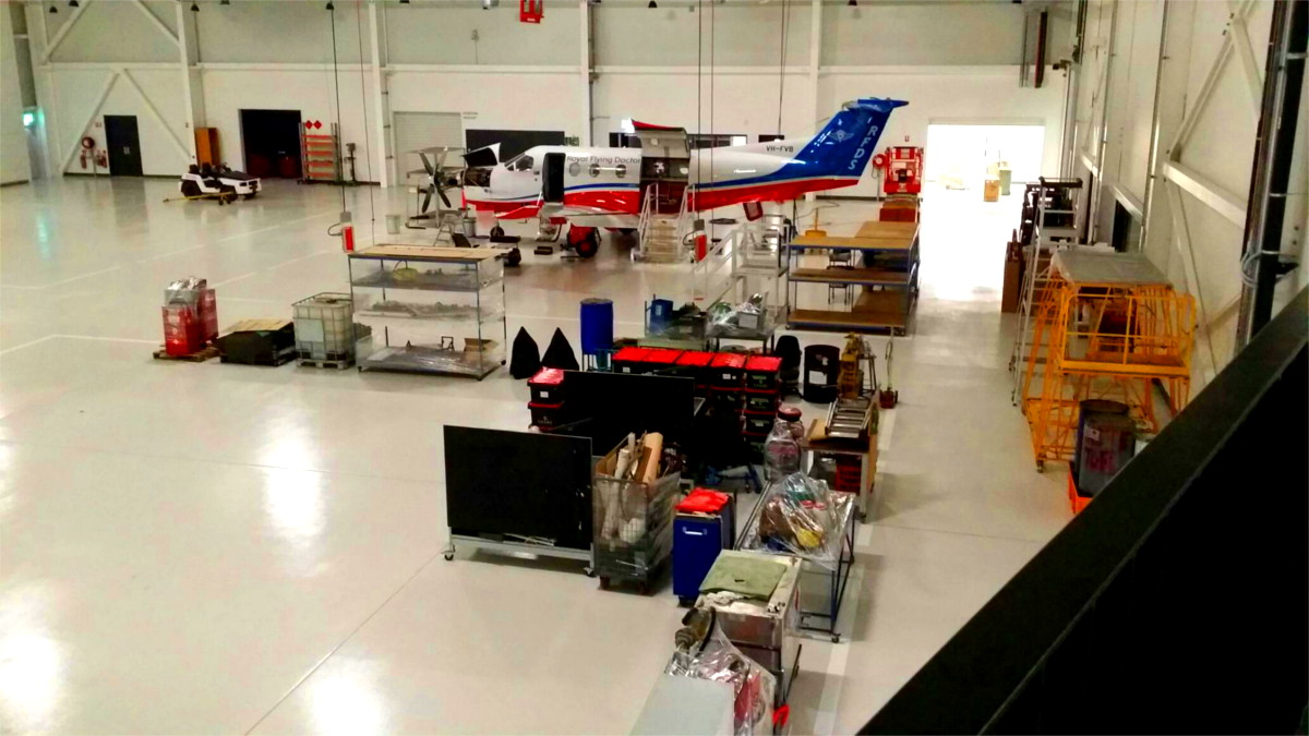 RFDS plane hanger and crates