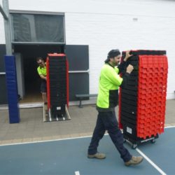 moving egans empty office crates
