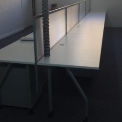 office desk with clip on screen